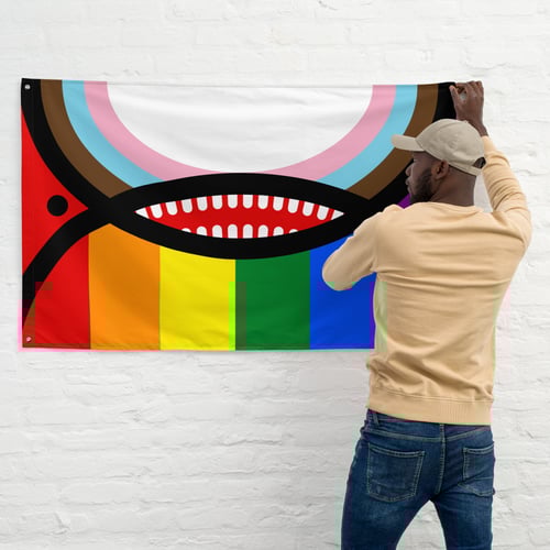 Image of Progress Pride Orca Face Flag