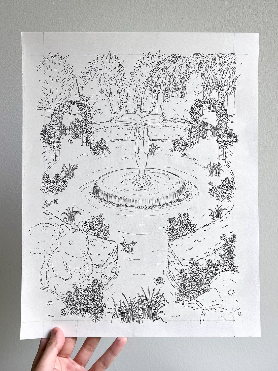 Image of Diligent Gardener original ink drawing