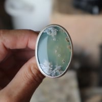 Image 3 of large agate over enamel in sterling silver  