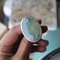 Image 4 of large agate over enamel in sterling silver  