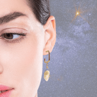 Image 2 of Baroque Pearl Gold Post Square Hoop Earrings