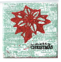 Image 3 of Green Christmas Linocut Block Print (5"x5")