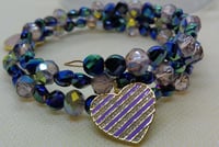 Image 2 of Purple Heart Memory Wire Bracelet - "Bead and Chat" Project