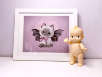 Bat Kitten 8x10" Poster Print Pink