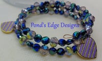 Image 1 of Purple Heart Memory Wire Bracelet - "Bead and Chat" Project