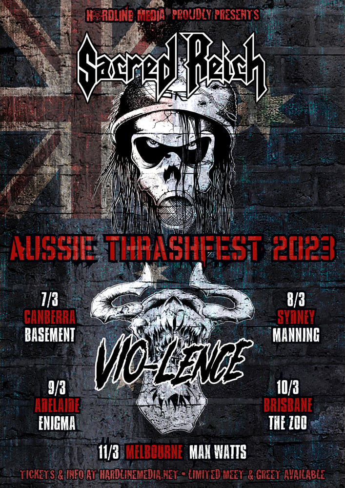Image of SACRED REICH & VIO-LENCE - Aussie Tour 2023 Poster