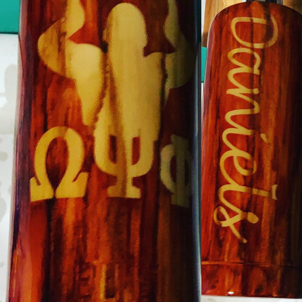 Image of Wood~20 oz Stainless Steel Tumbler- Woodgrain -Brown