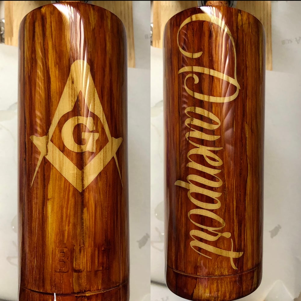 Image of Wood~20 oz Stainless Steel Tumbler- Woodgrain -Brown