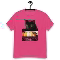 Image 2 of Unisex classic tee,  Sushi Thief T-Shirt | Funny Cat Sushi Lover Graphic Tee