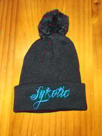 Pom Pom Beanie (Black/Cyan)