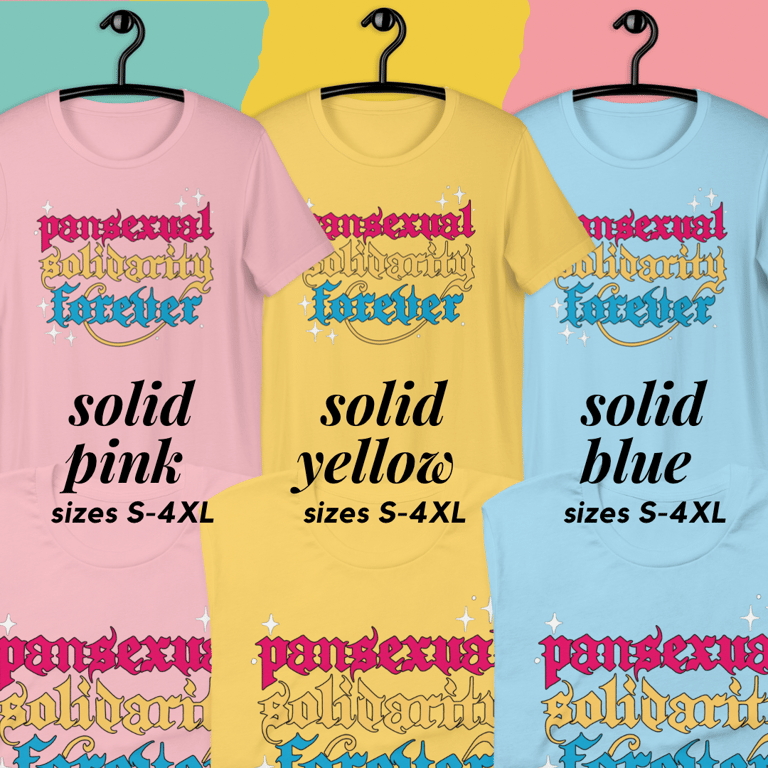 Pansexual Solidarity Forever Calligraphy Printed Tee Image 3