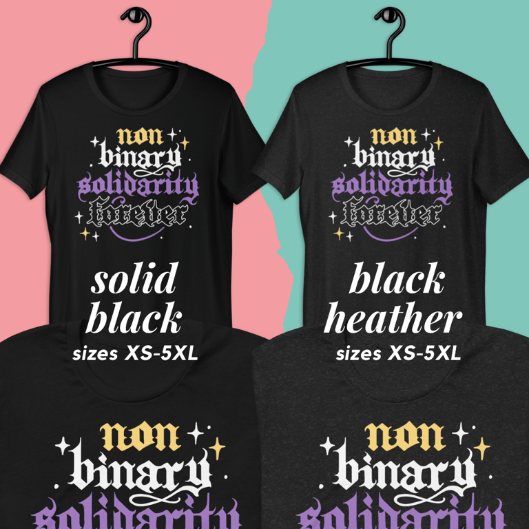 Nonbinary Solidarity Forever Calligraphy Printed Tee Image 2