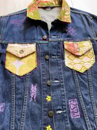 Image 3 of Groovy Patchwork Jean Jacket S