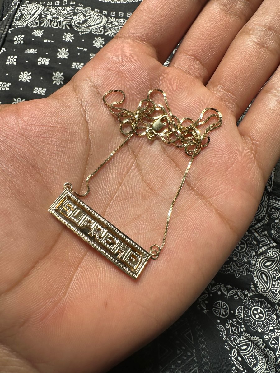 Supreme gold bar sales necklace