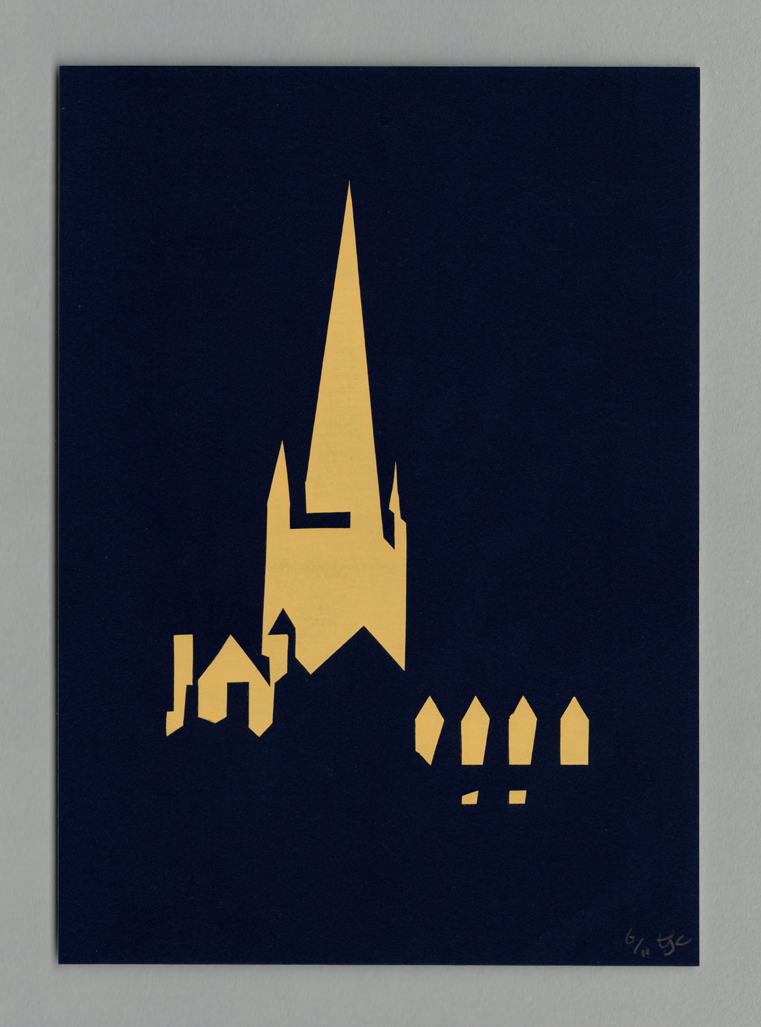 Norwich Cathedral Twilight A4 Screenprint