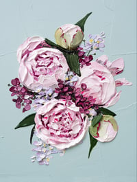 Image 4 of PEONIES AND NEMESIA - GICLÉE PRINT