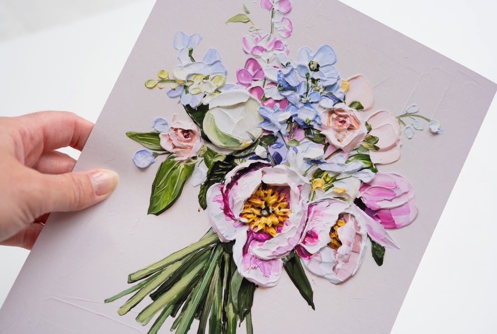 Image of PEONIES, ROSES AND DELPHINIUM - GICLÉE PRINT