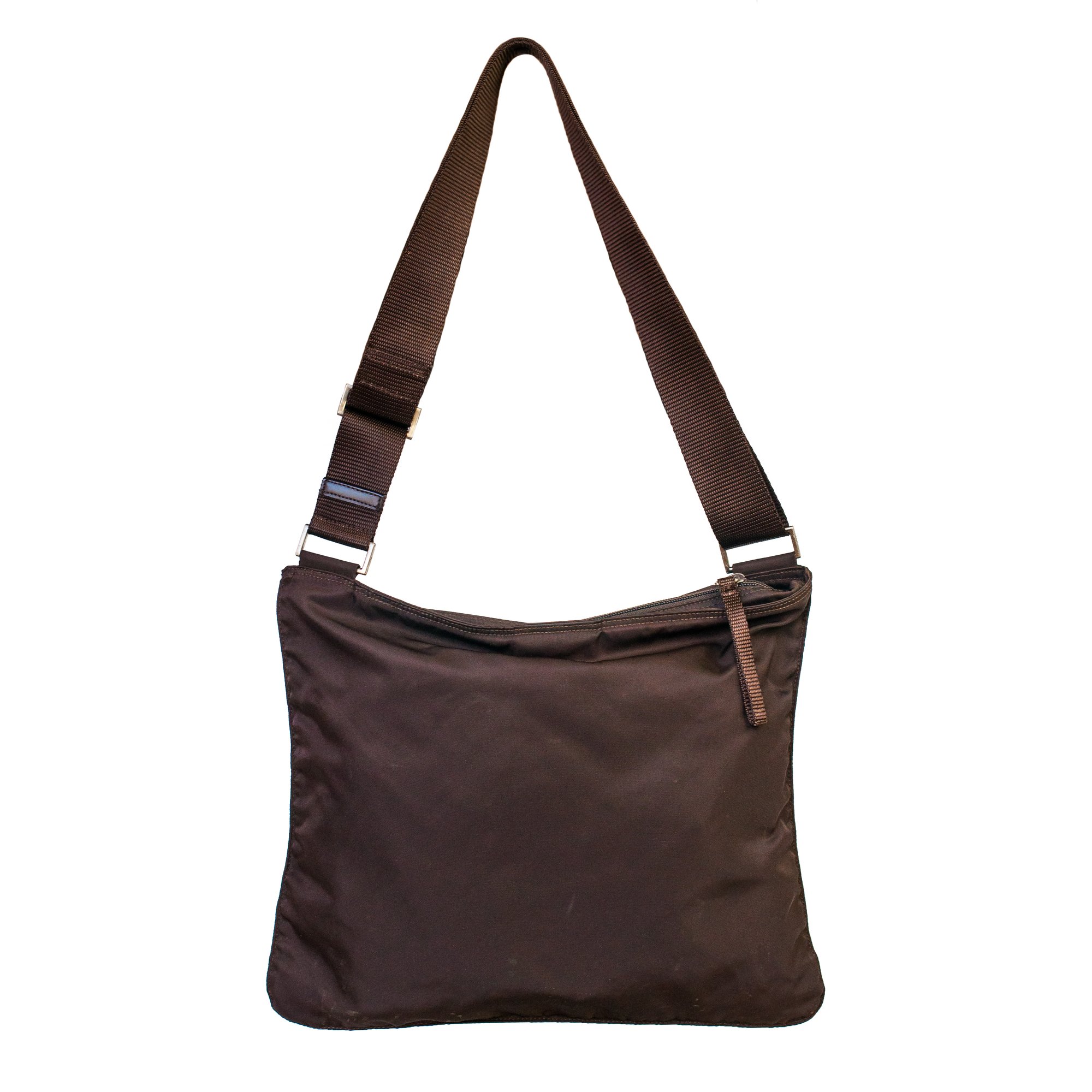 Image of Prada Tessuto Brown Nylon Messenger Shoulder Bag