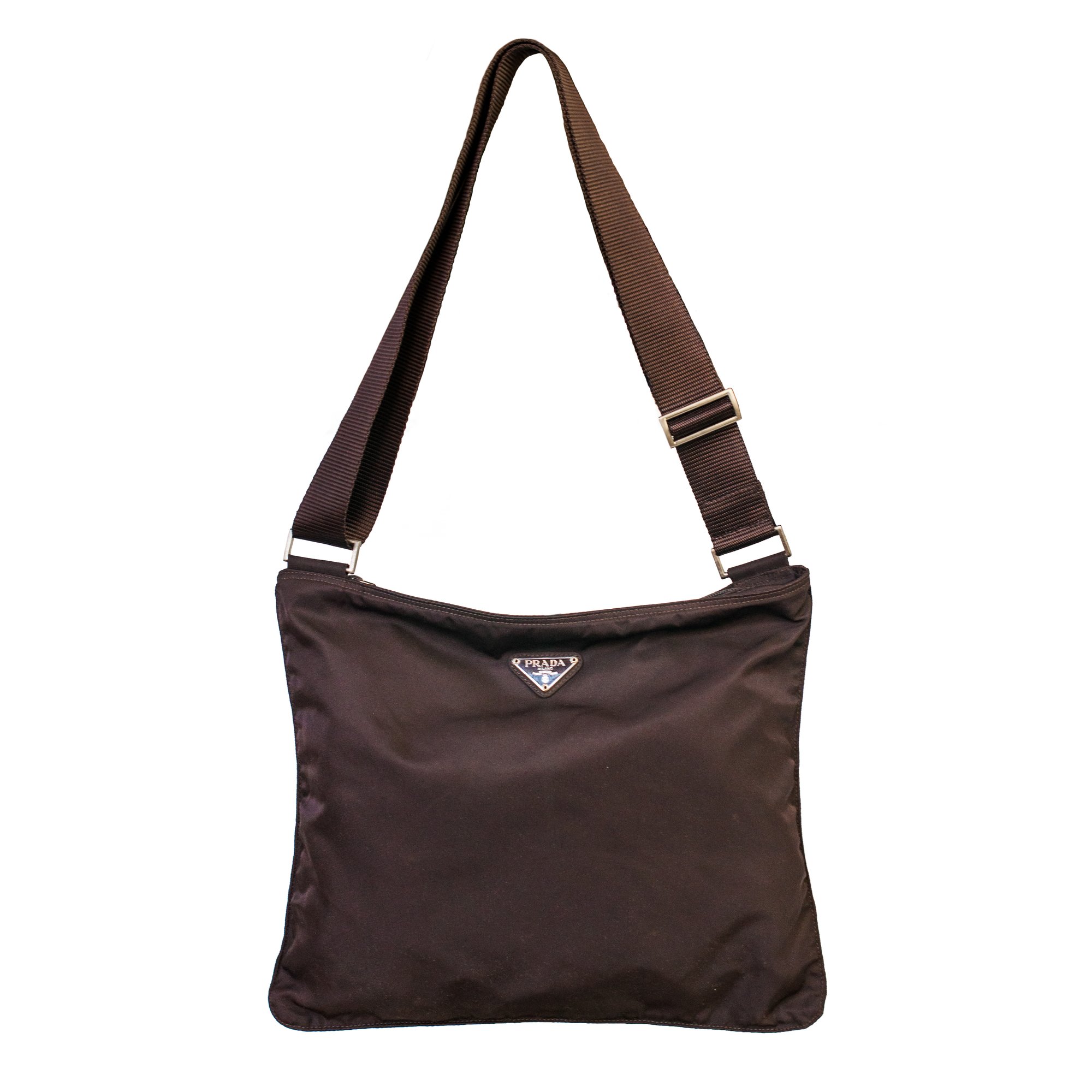 Image of Prada Tessuto Brown Nylon Messenger Shoulder Bag