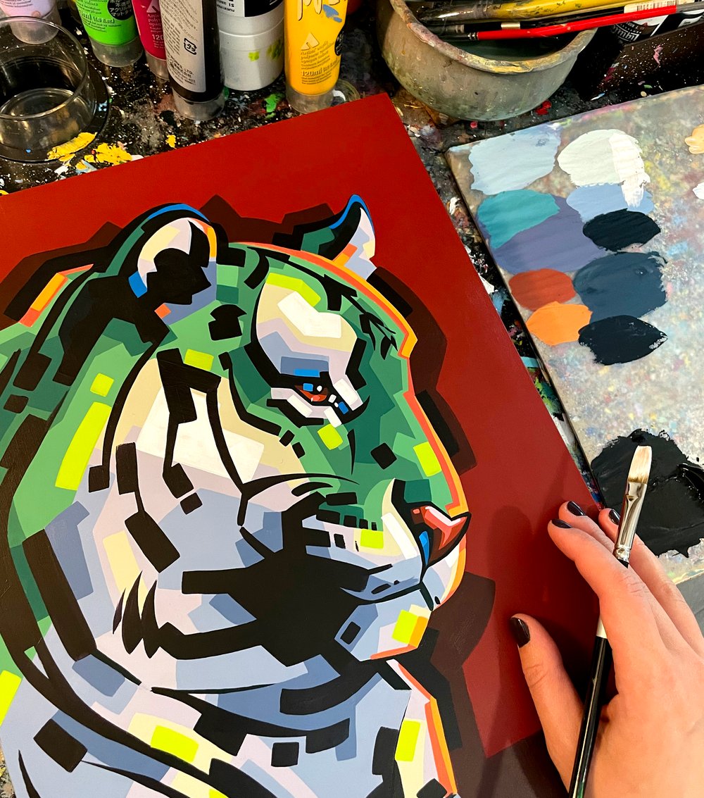 Green Tiger - Original 12x16" Painting