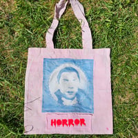 'HORROR' DRACULA PATCH PINK TOTE BAG