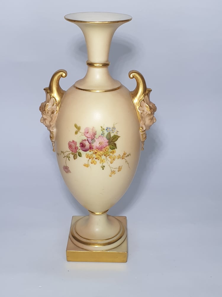 Image of Royal Worcester Vase with mask boss handles