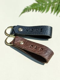 Image 3 of Personalised Looped Leather Keyring- Made To Order