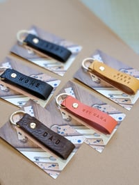 Image 1 of Personalised Looped Leather Keyring- Made To Order