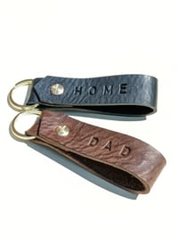 Image 2 of Personalised Looped Leather Keyring- Made To Order