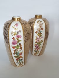 Image 2 of Coalport Pair Panelled Vases