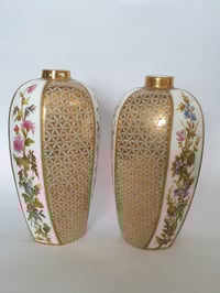 Image 3 of Coalport Pair Panelled Vases