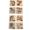 Coasters, Linen, Two Sided, Set of Four - AM & PM Drinks