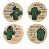 Coaster, Rubber Round, Set of Four - Cactus Fun