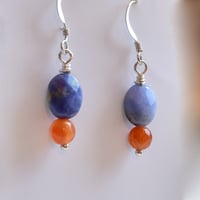 Image 1 of Lapis and Carnelian Gemstone Earrings