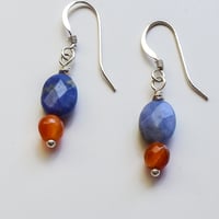 Image 2 of Lapis and Carnelian Gemstone Earrings