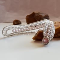 Image 2 of White Leather Crystal Cuff Bracelet