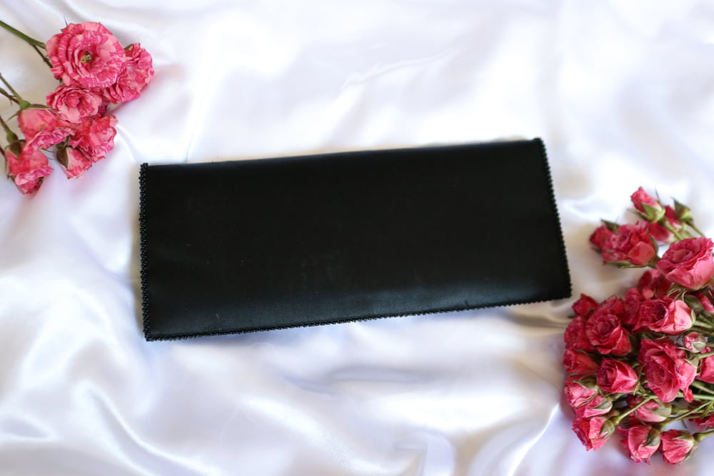 Image of Vintage Black Beaded Floral Clutch 