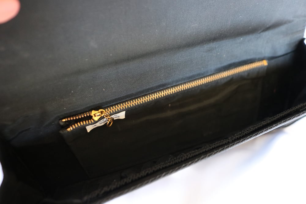 Image of Vintage Black Beaded Floral Clutch 