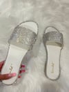 white sparkly  sandals 