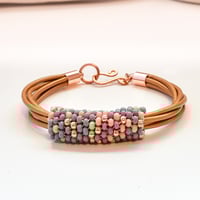 Image 4 of Bright Bracelet with Layered Leather Band 