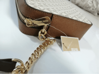 Image 2 of New Michael Kors Jet Set MK Signature Vanilla / Brown EW Crossbody Messenger Bag