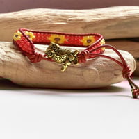 Image 3 of  Leather Wrap Bracelet with Beaded Flowers, Various Colors