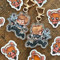 Image 1 of [LAST CHANCE] kitty leon fanservice clear acrylic charm & mouse ashley sticker