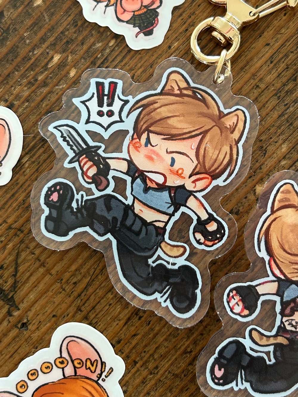 [LAST CHANCE] kitty leon fanservice clear acrylic charm & mouse ashley sticker