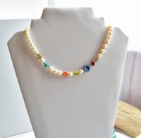 Image 3 of Pearl and Multi-Color Flower Necklace