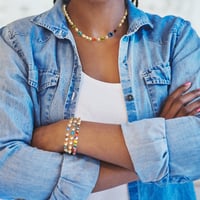 Image 4 of Pearl and Multi-Color Flower Necklace