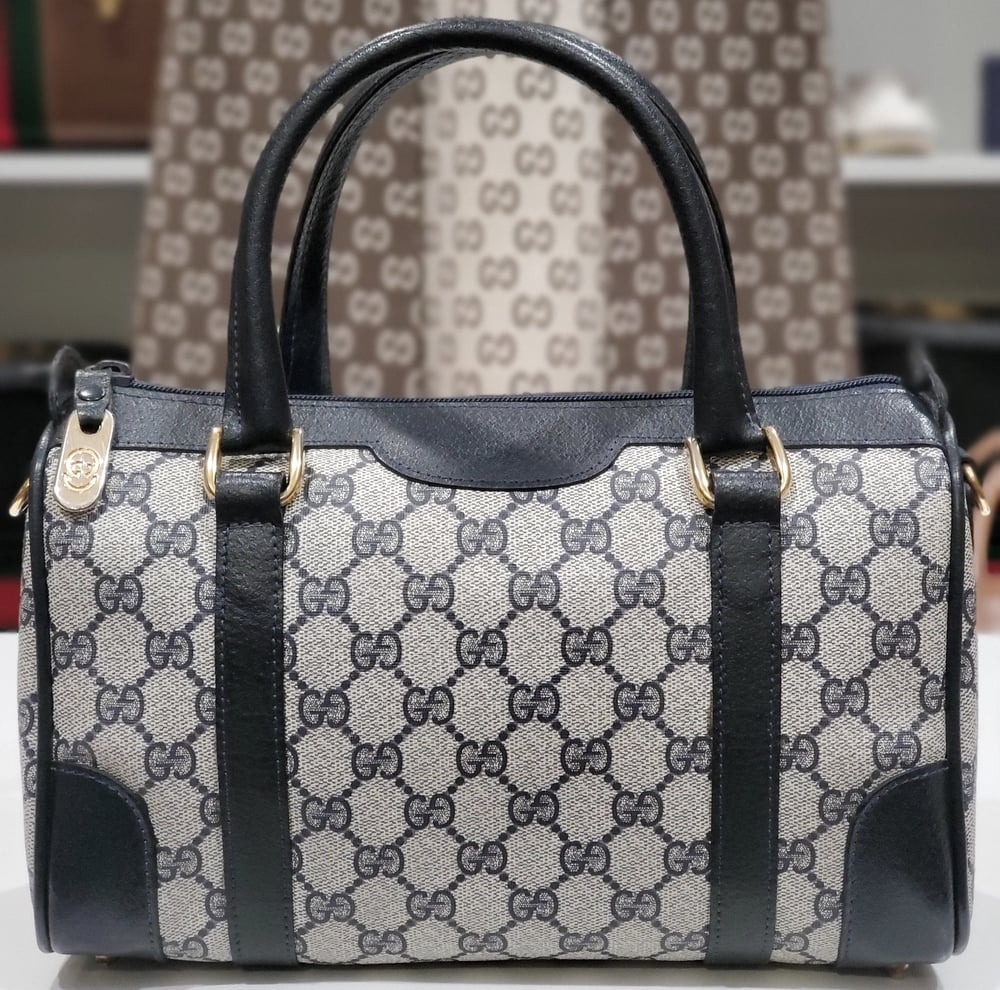 Image of Vtg. Gucci Blue Monogram Handbag 