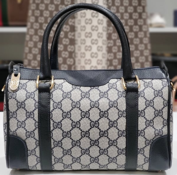 Image of Vtg. Gucci Blue Monogram Handbag 