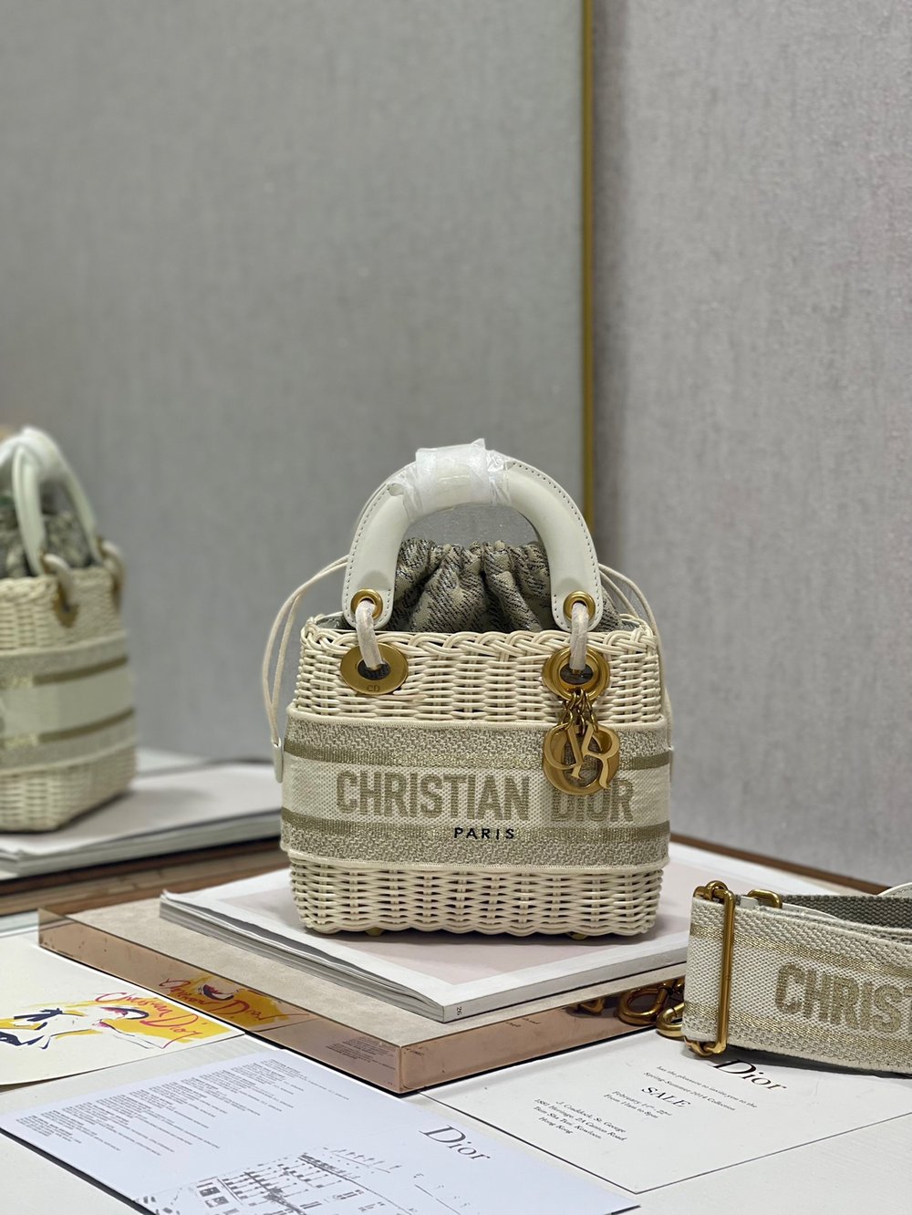 Dior discount wicker bag