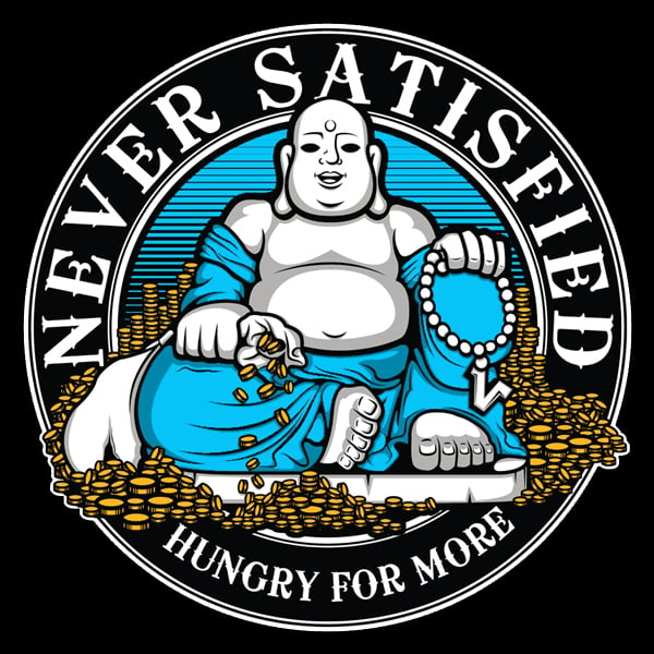 Buddah (Never Satisfied) Blue - Black Tee